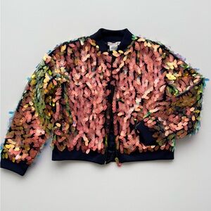 Billieblush UK Girls Iridescent Sequin Embellished Bomber Jacket Size 5 year